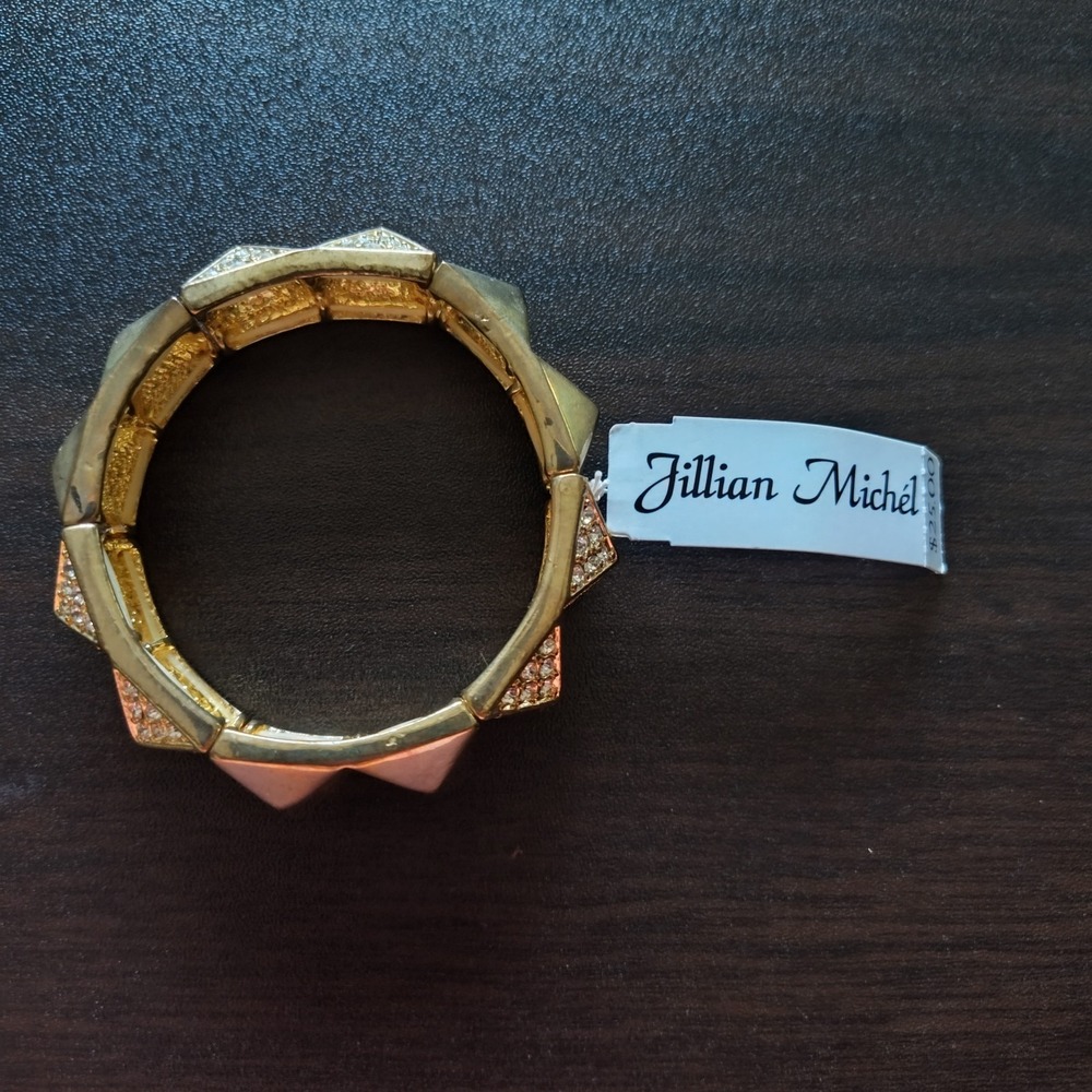 Jillian Michel bracelet stretchy gold tone diamond fashion jewelry bling shiny